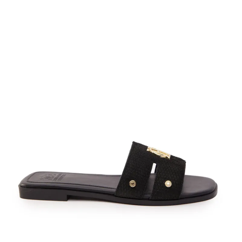 Holland Cooper Monogram Ladies Sliders - Black