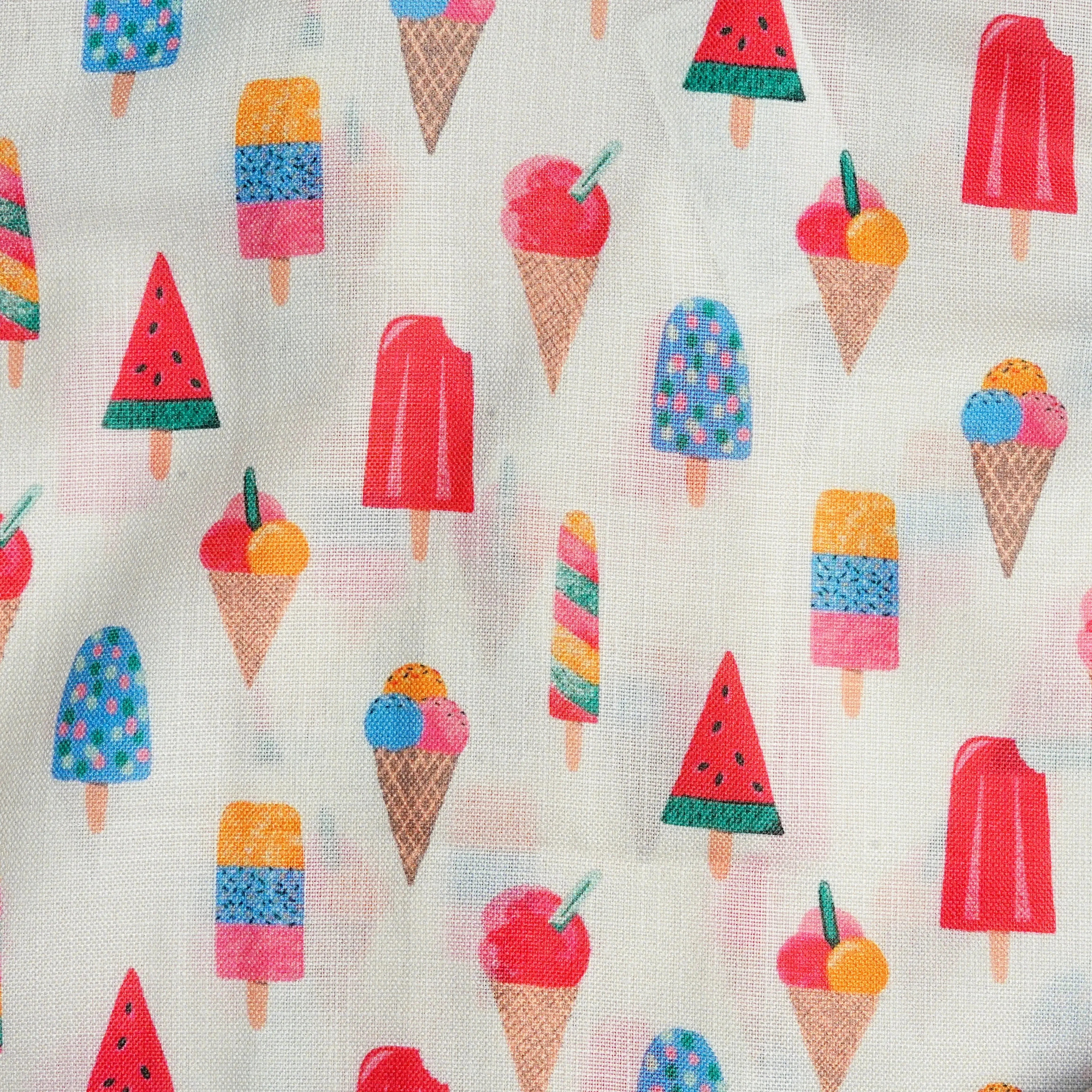 Ice Cream Fun – White Open-Collar Boys Shirt