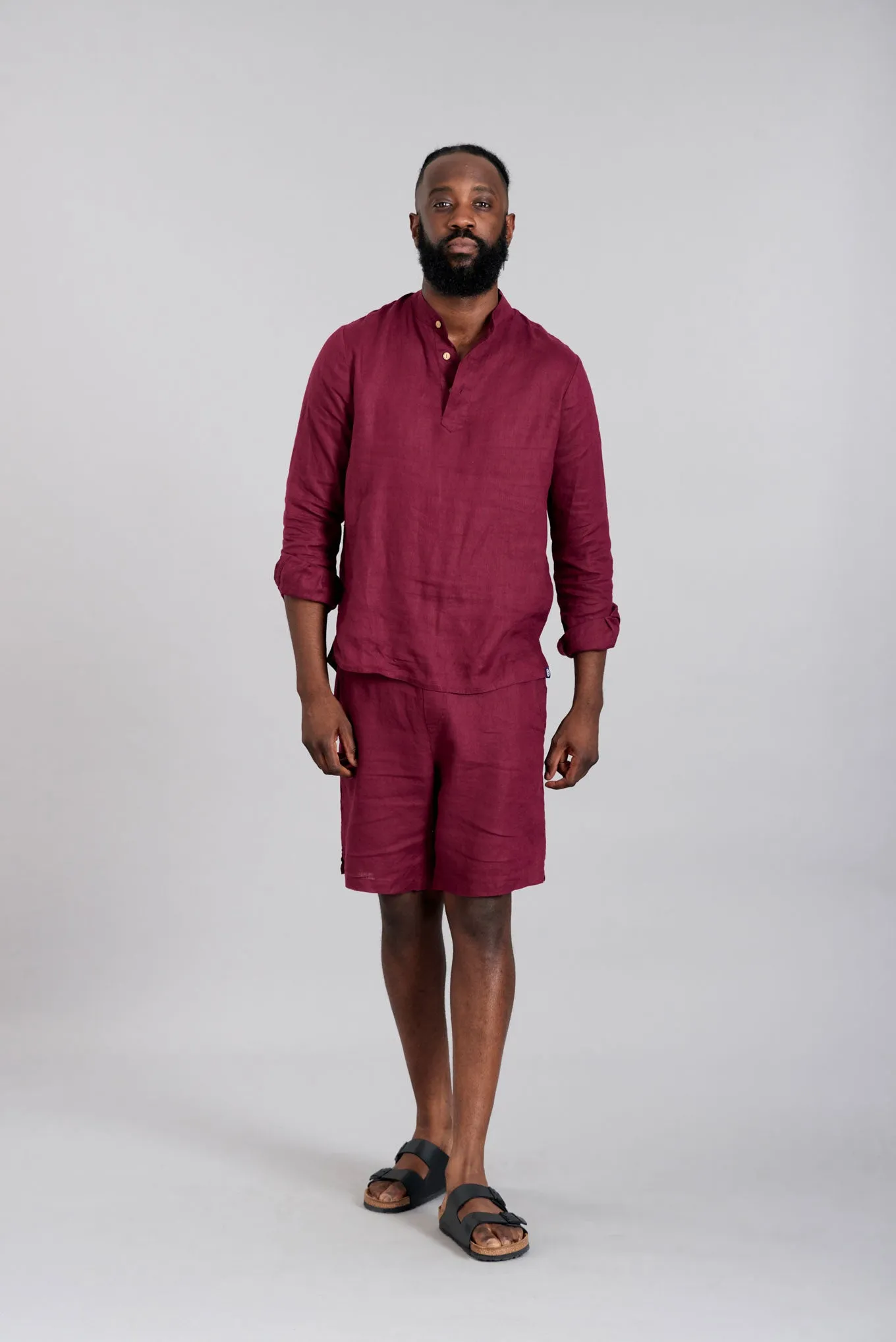 Jerry Linen Shorts Berry Red