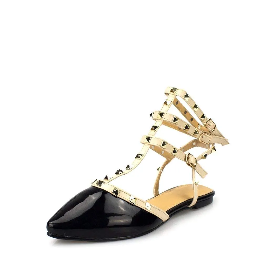 Jina Rockstud Flat Pointy Sandal