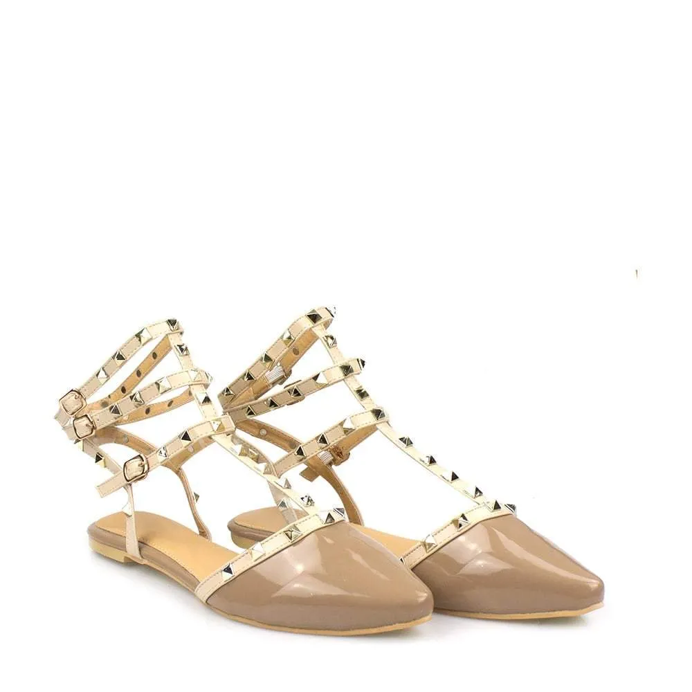 Jina Rockstud Flat Pointy Sandal