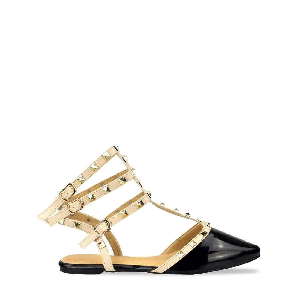 Jina Rockstud Flat Pointy Sandal