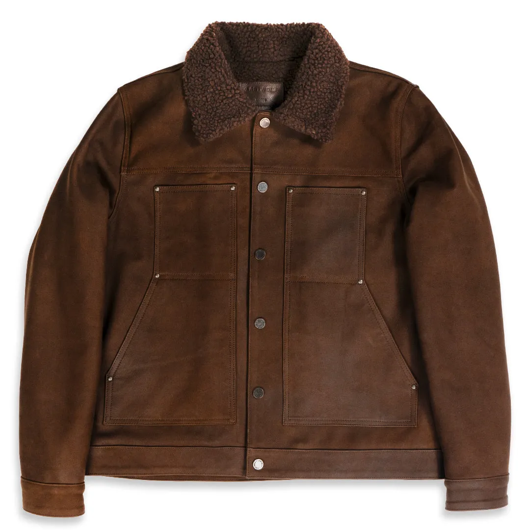 JUNEAU  LEATHER JACKET- COFFEE