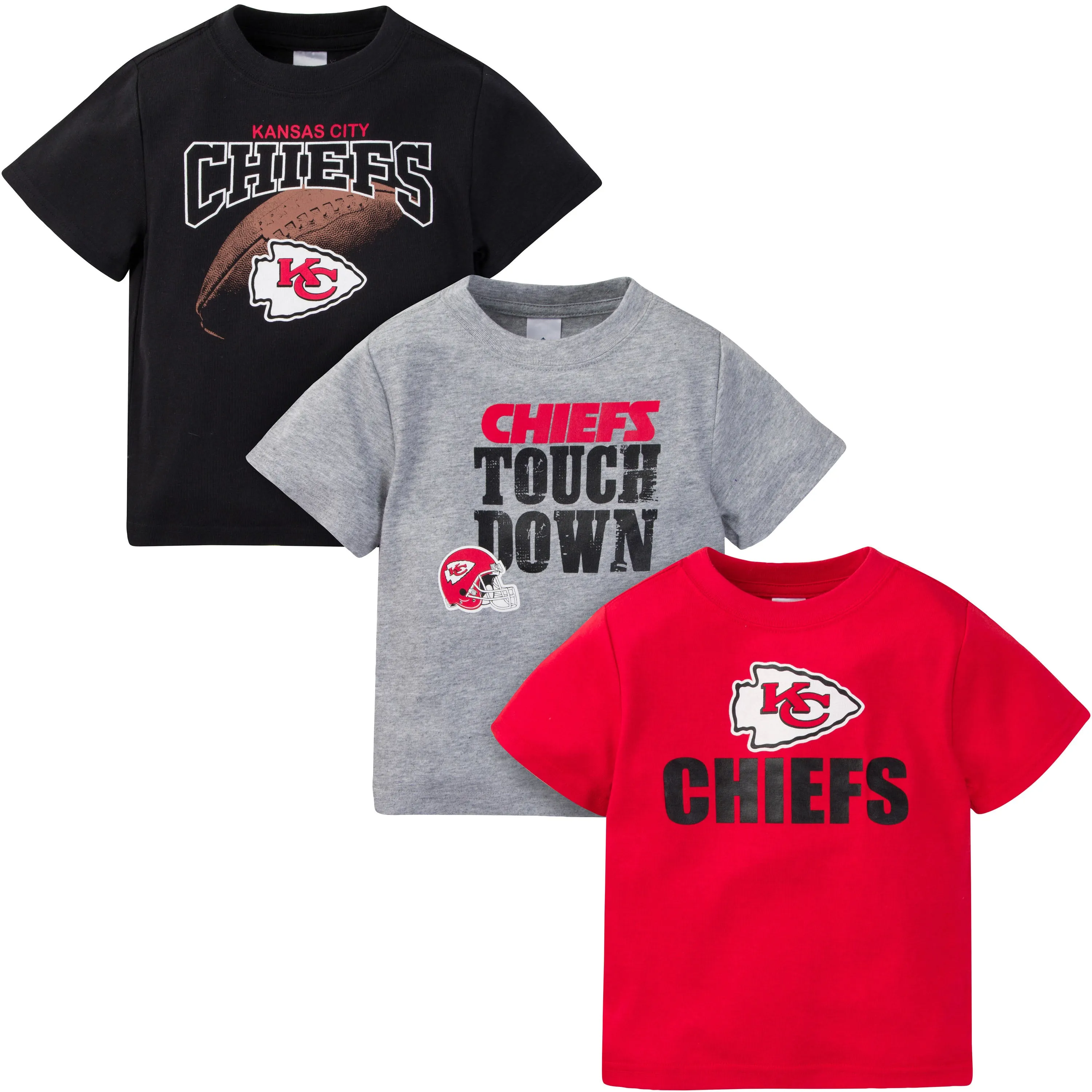 Kansas City Chiefs Boys 3-Pack Short Sleeve Tees