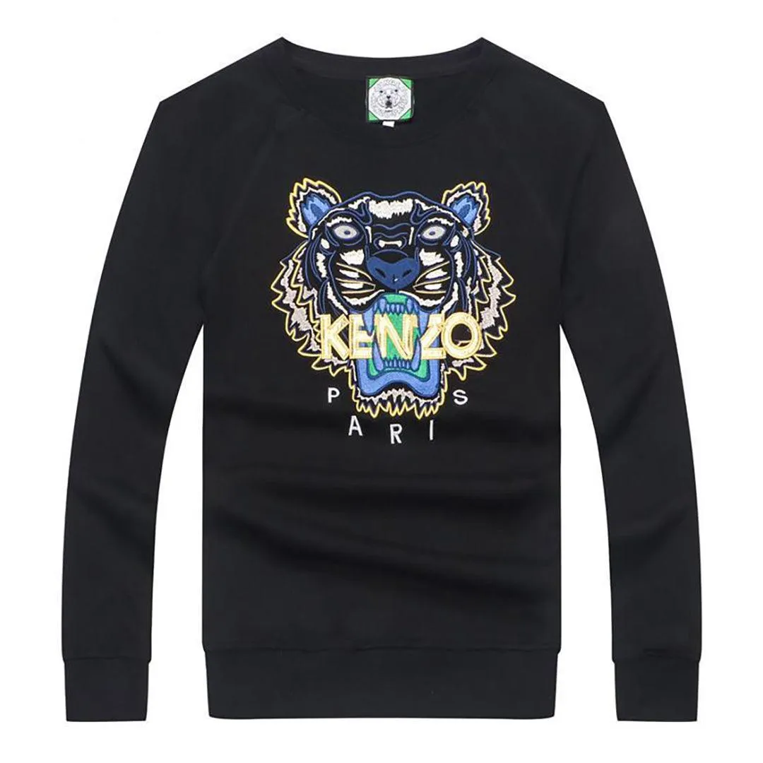 Ken Paris Tiger Embroidered Sweat Shirt- Navy Blue