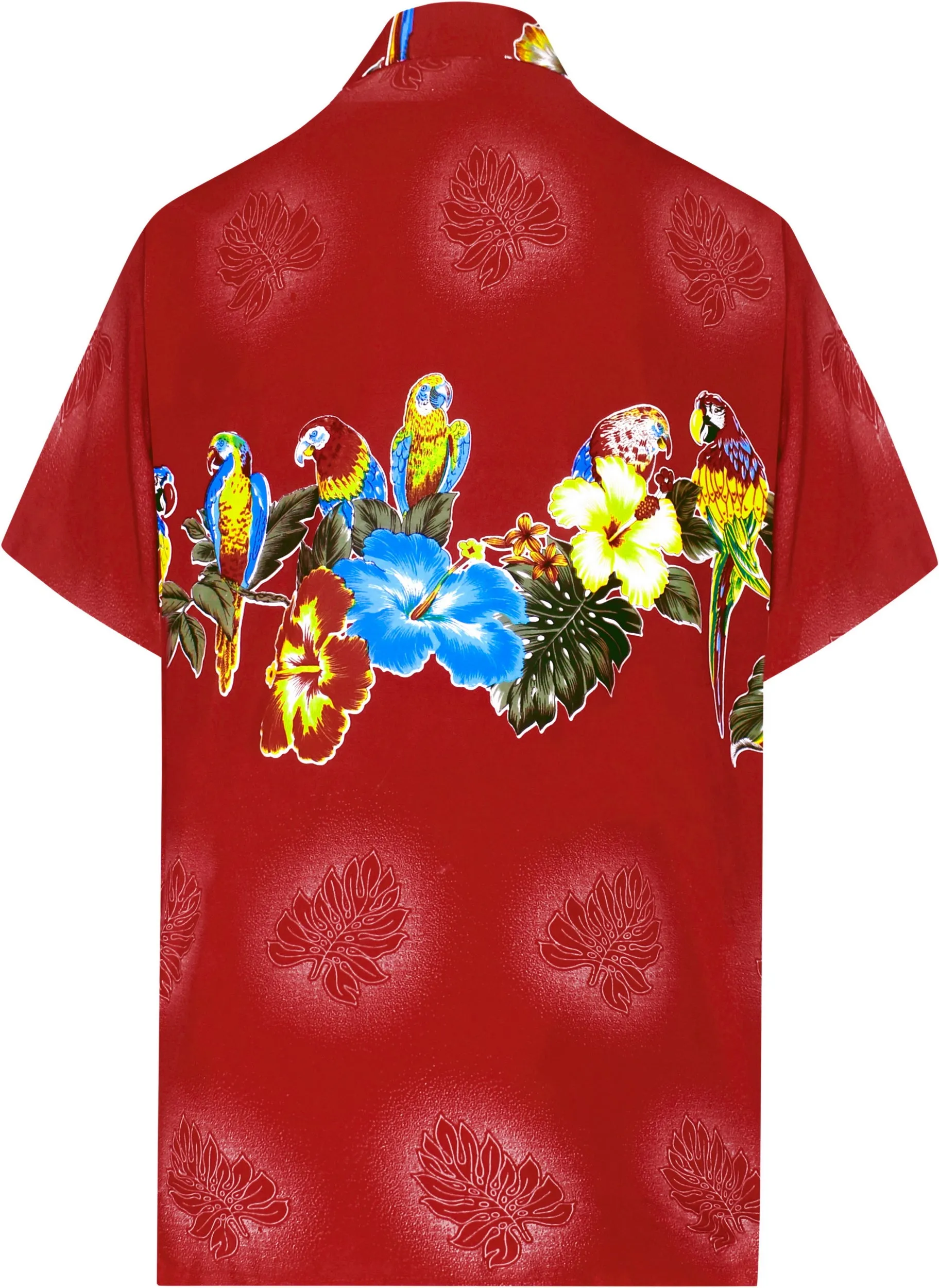 LA LEELA Shirt Casual Button Down Short Sleeve Beach Shirt Men Aloha Blood Red_W369