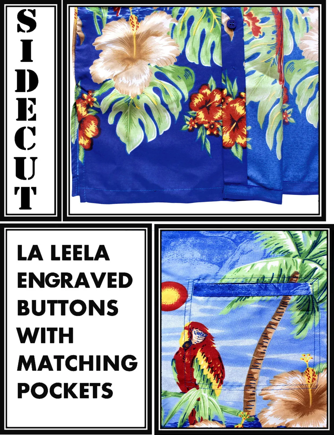 LA LEELA Shirt Casual Button Down Short Sleeve Beach Shirt Men Aloha Pocket shirt Blue_W359