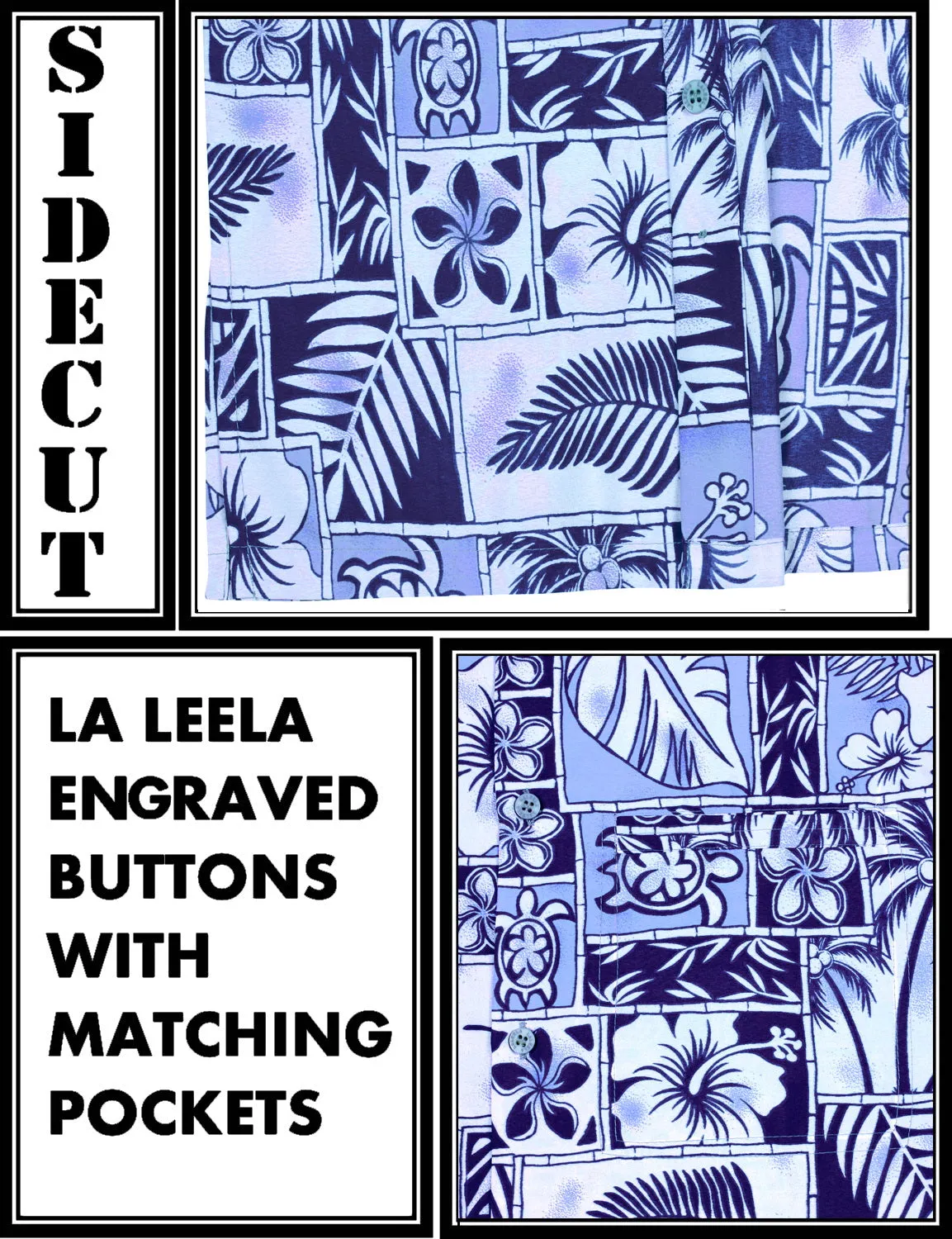 LA LEELA Shirt Casual Button Down Short Sleeve Beach Shirt Men Aloha Pocket shirt Blue_W404