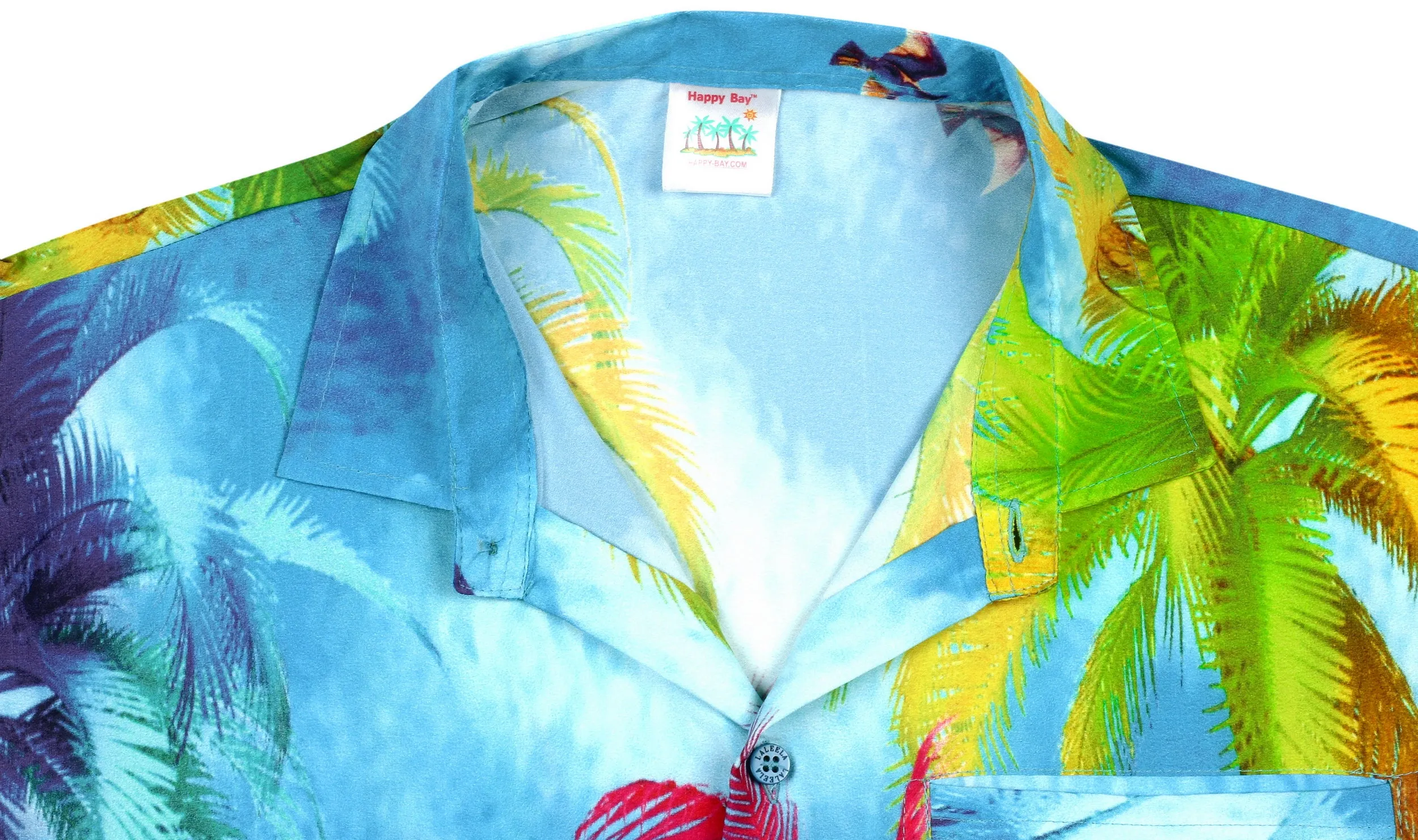 LA LEELA Shirt Casual Button Down Short Sleeve Beach Shirt Men Aloha Pocket shirt Blue_W607