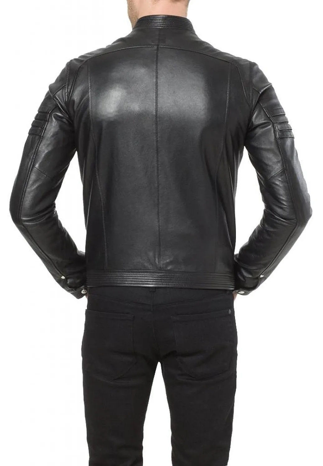 Leather Jackets Hub Mens Genuine Cowhide Leather Jacket (Black, Classic Jacket) - 1501257