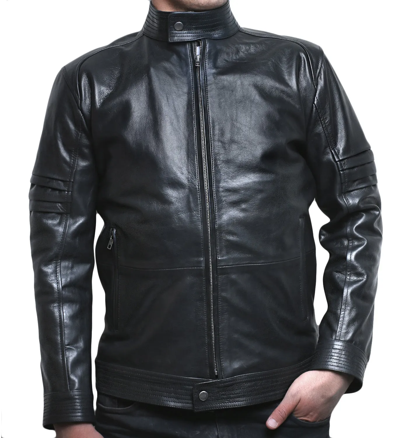 Leather Jackets Hub Mens Genuine Cowhide Leather Jacket (Black, Classic Jacket) - 1501257