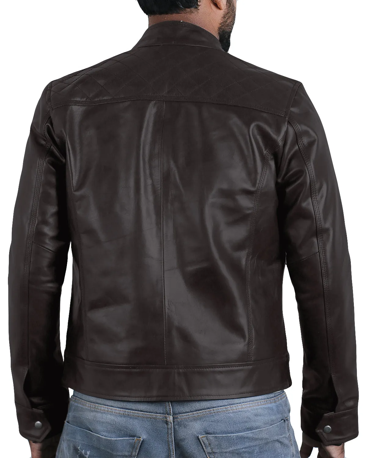 Leather Jackets Hub Mens Genuine Cowhide Leather Jacket (Black, Racer Jacket) - 1501625