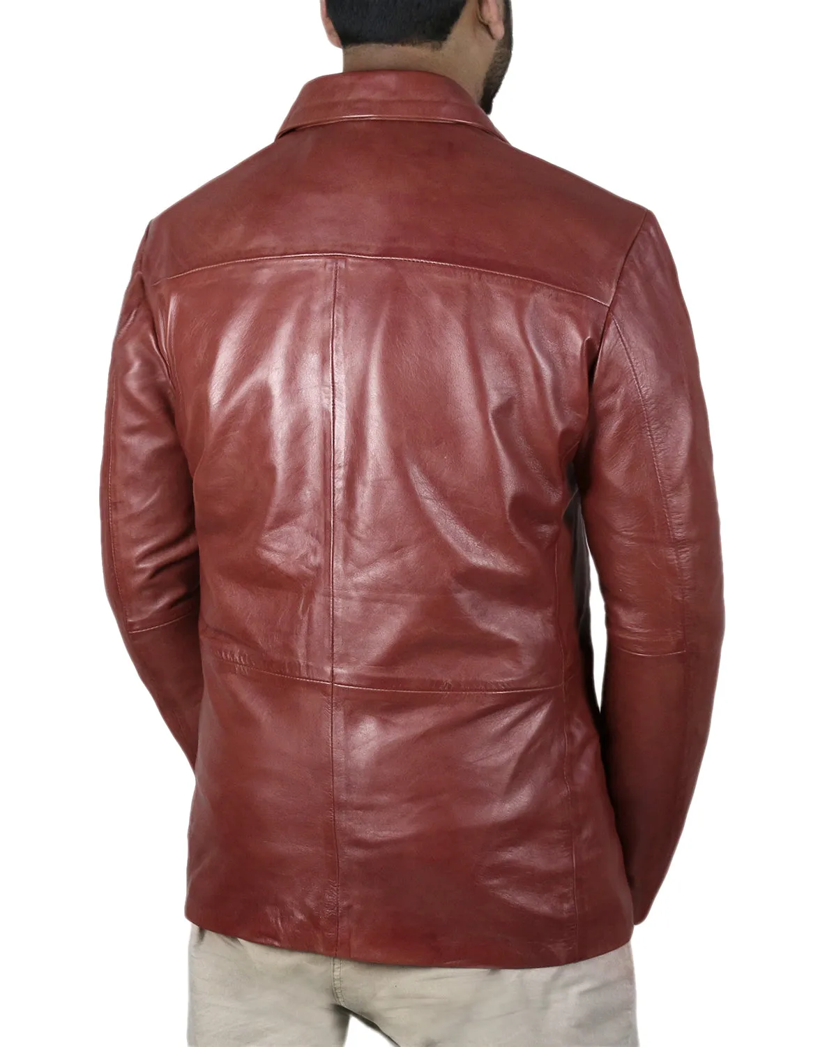 Leather Jackets Hub Mens Genuine Lambskin Leather Coat (Black, Blazer Jacket) - 1501831