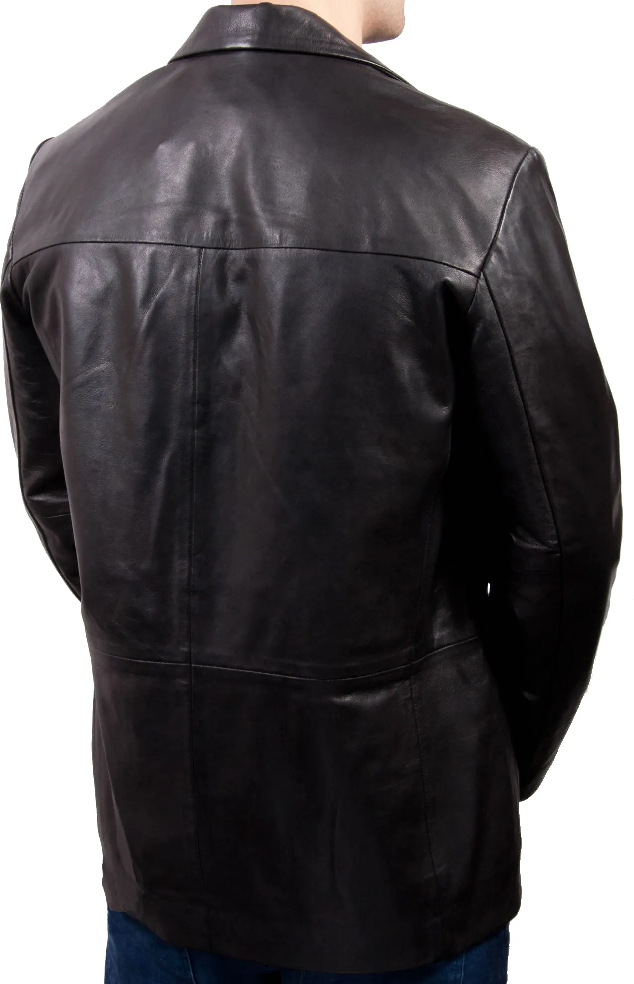 Leather Jackets Hub Mens Genuine Lambskin Leather Coat (Black, Blazer Jacket) - 1501831