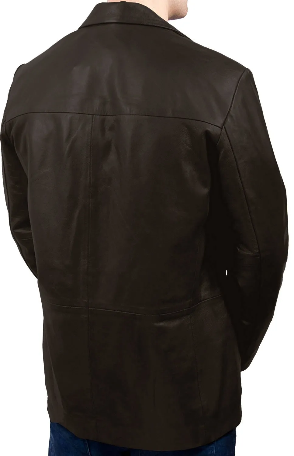 Leather Jackets Hub Mens Genuine Lambskin Leather Coat (Black, Blazer Jacket) - 1501831