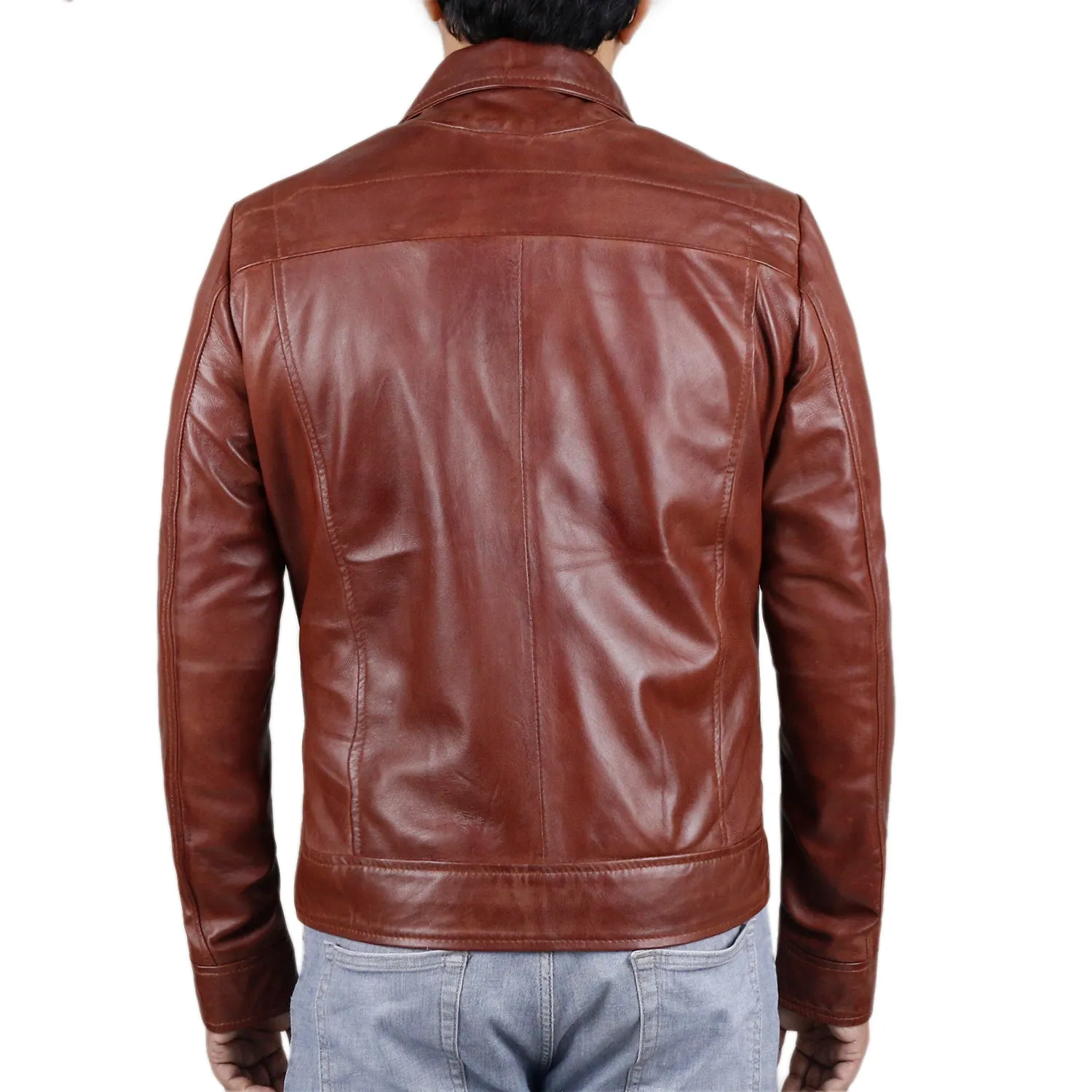 Leather Jackets Hub Mens Genuine Lambskin Leather Jacket (Black, Aviator Jacket) - 1501013