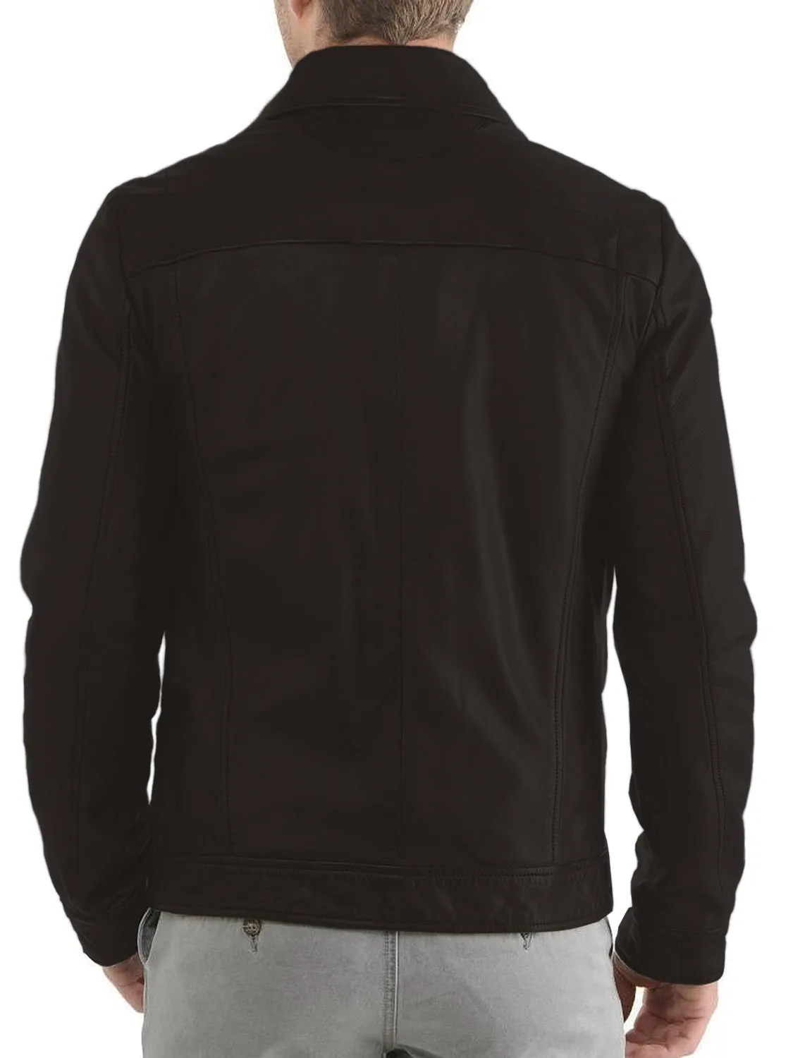 Leather Jackets Hub Mens Genuine Lambskin Leather Jacket (Black, Aviator Jacket) - 1501013