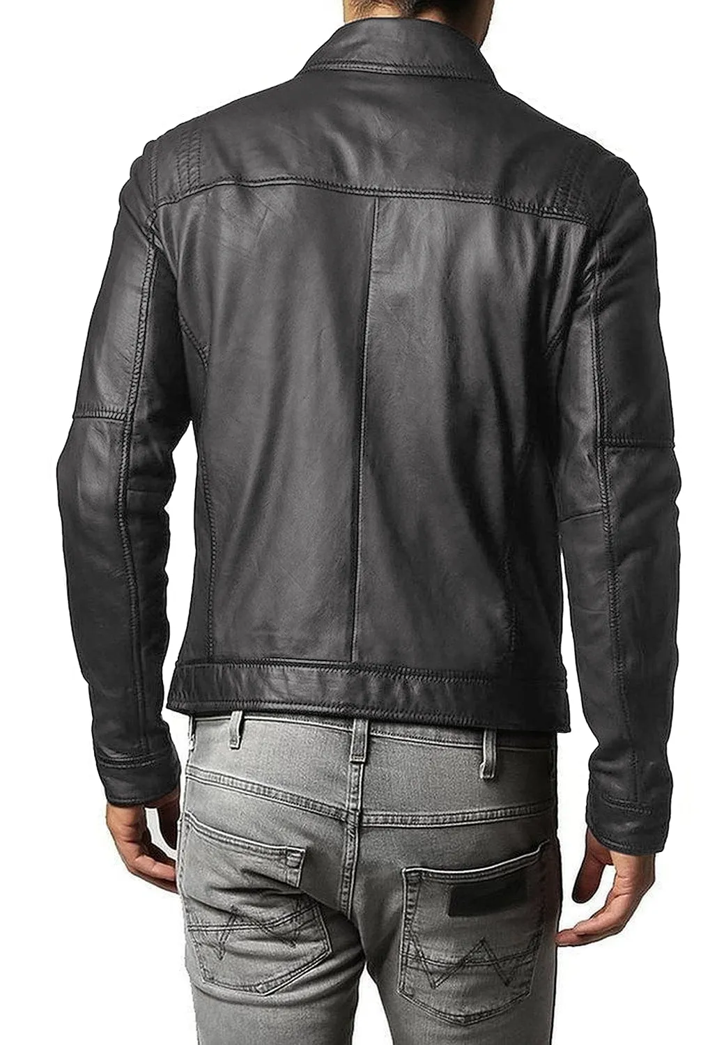 Leather Jackets Hub Mens Genuine Lambskin Leather Jacket (Black, Aviator Jacket) - 1501093