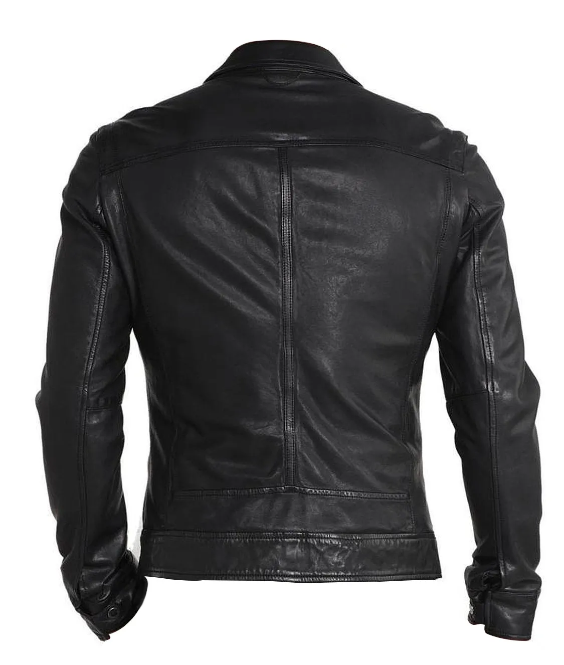 Leather Jackets Hub Mens Genuine Lambskin Leather Jacket (Black, Aviator Jacket) - 1501221