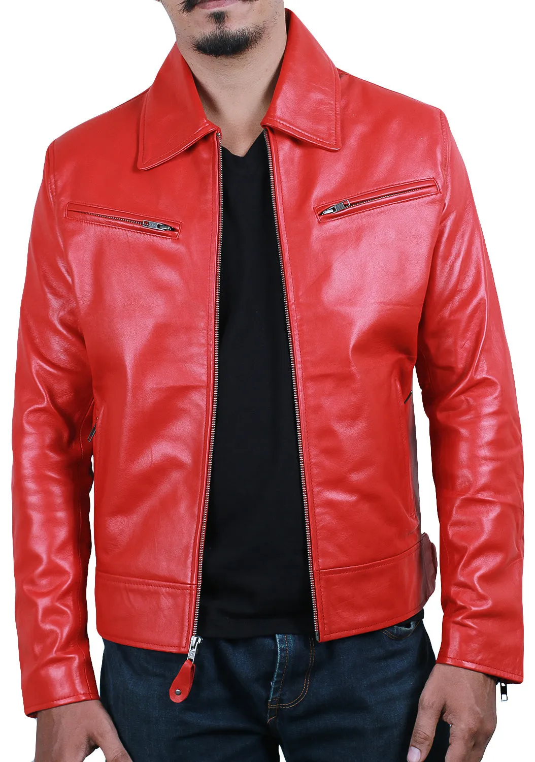 Leather Jackets Hub Mens Genuine Lambskin Leather Jacket (Black, Classic Jacket) - 1501059