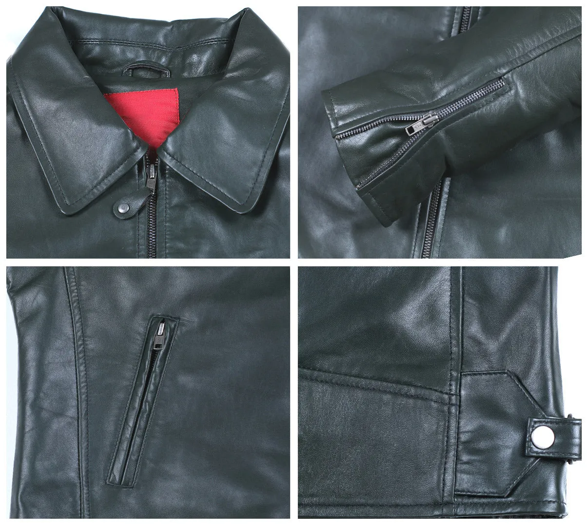 Leather Jackets Hub Mens Genuine Lambskin Leather Jacket (Black, Classic Jacket) - 1501059