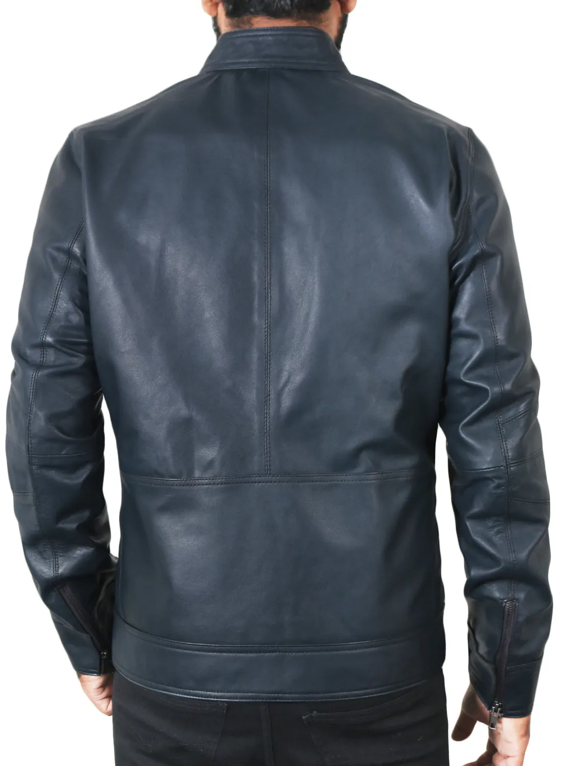 Leather Jackets Hub Mens Genuine Lambskin Leather Jacket (Black, Classic Jacket) - 1501248