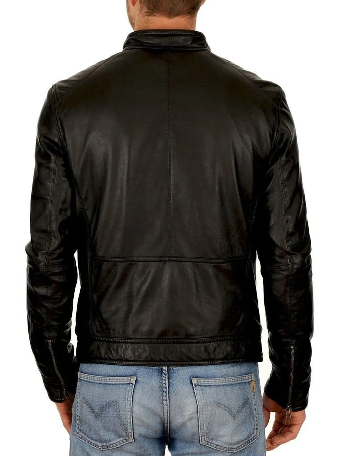 Leather Jackets Hub Mens Genuine Lambskin Leather Jacket (Black, Classic Jacket) - 1501248