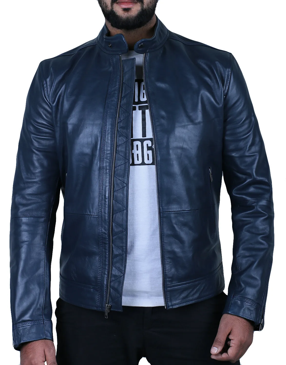 Leather Jackets Hub Mens Genuine Lambskin Leather Jacket (Black, Classic Jacket) - 1501272