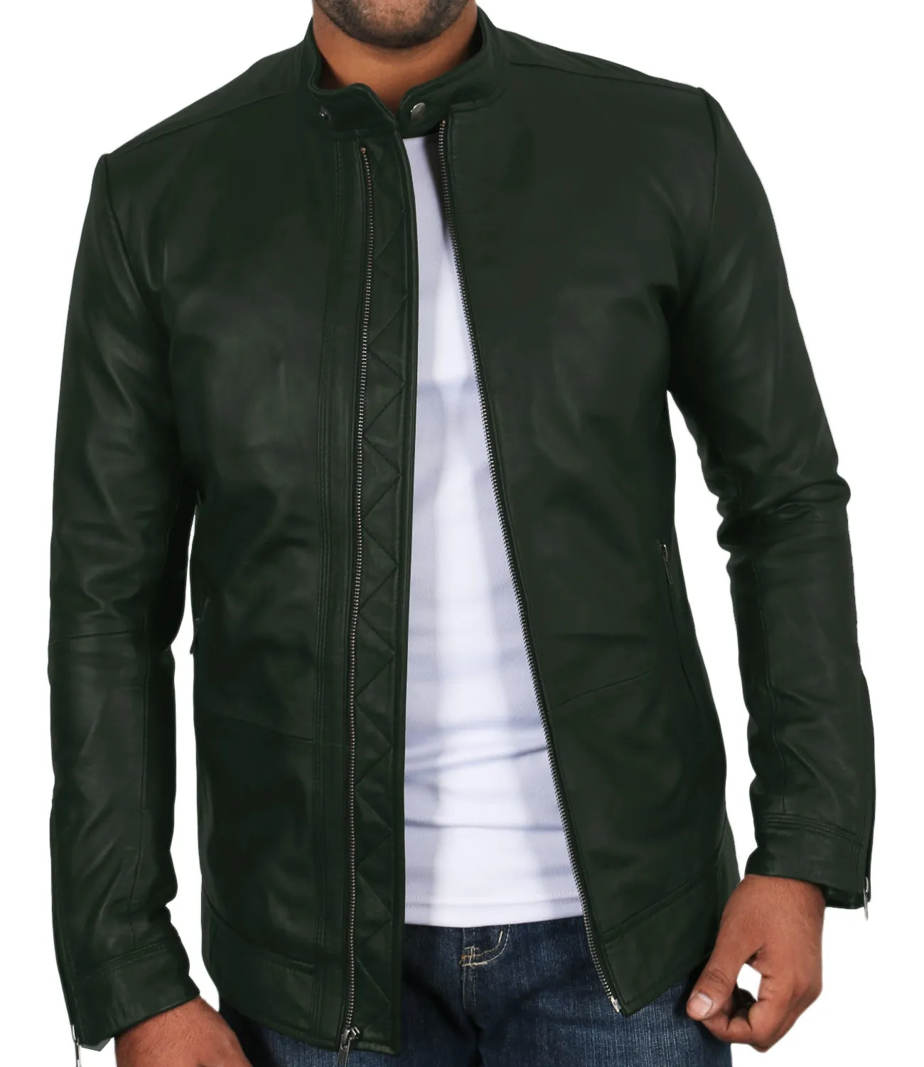 Leather Jackets Hub Mens Genuine Lambskin Leather Jacket (Black, Classic Jacket) - 1501272