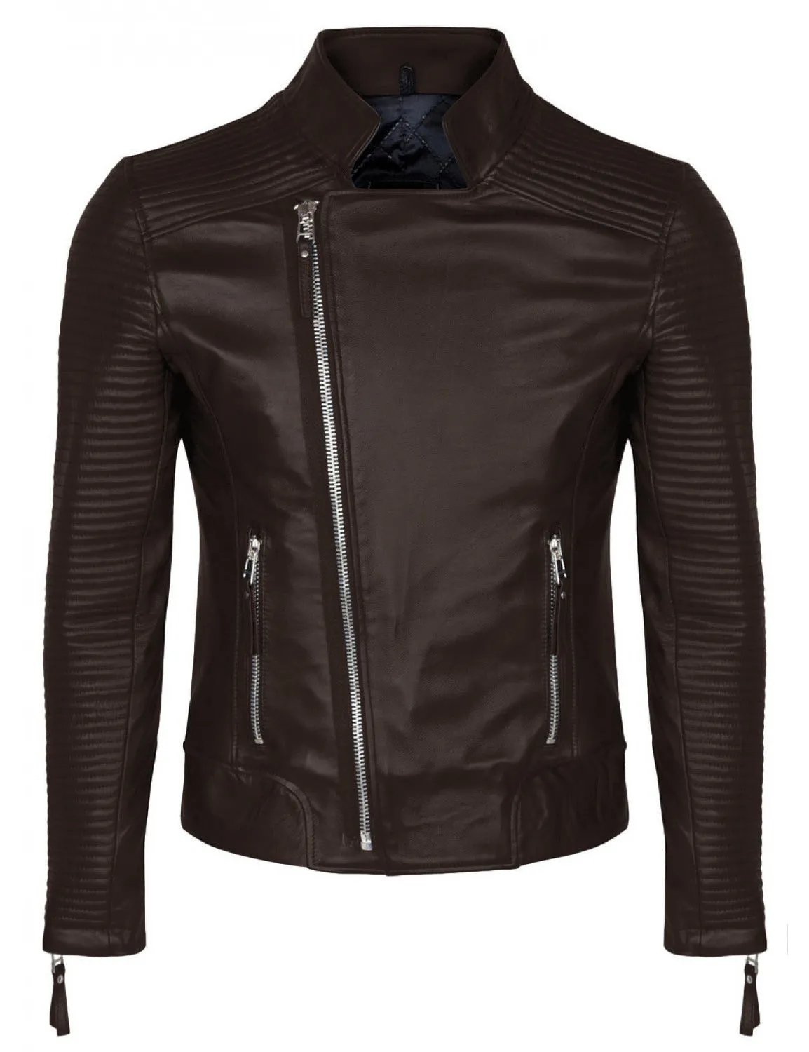 Leather Jackets Hub Mens Genuine Lambskin Leather Jacket (Black, Fencing Jacket) - 1501118