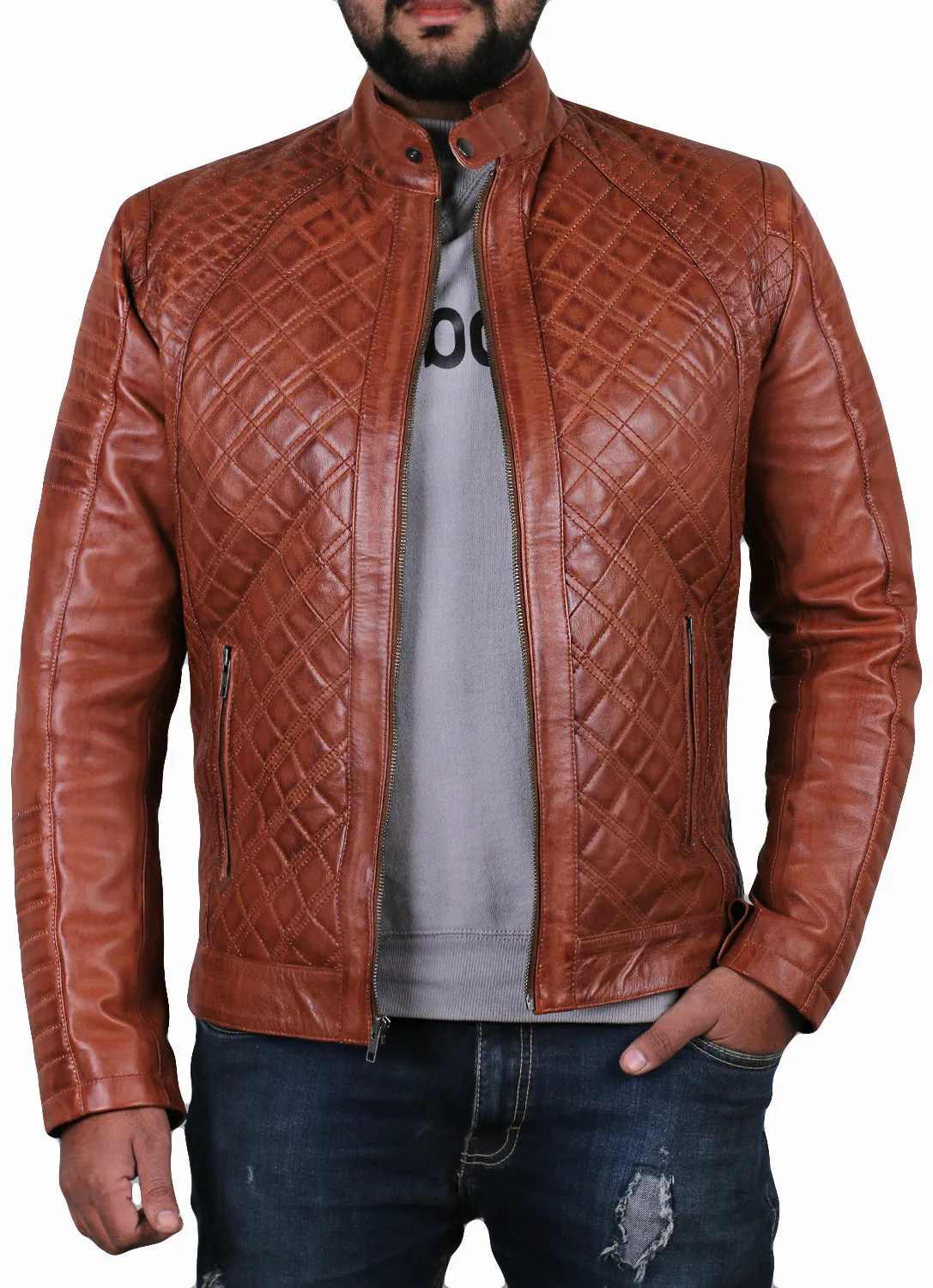 Leather Jackets Hub Mens Genuine Lambskin Leather Jacket (Black, Fencing Jacket) - 1501491