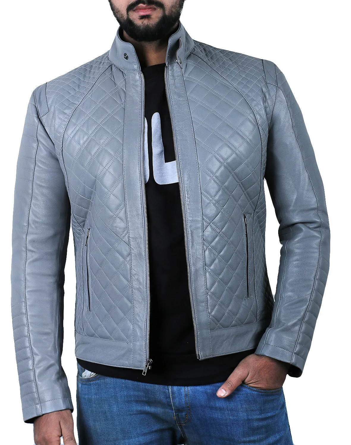 Leather Jackets Hub Mens Genuine Lambskin Leather Jacket (Black, Fencing Jacket) - 1501491