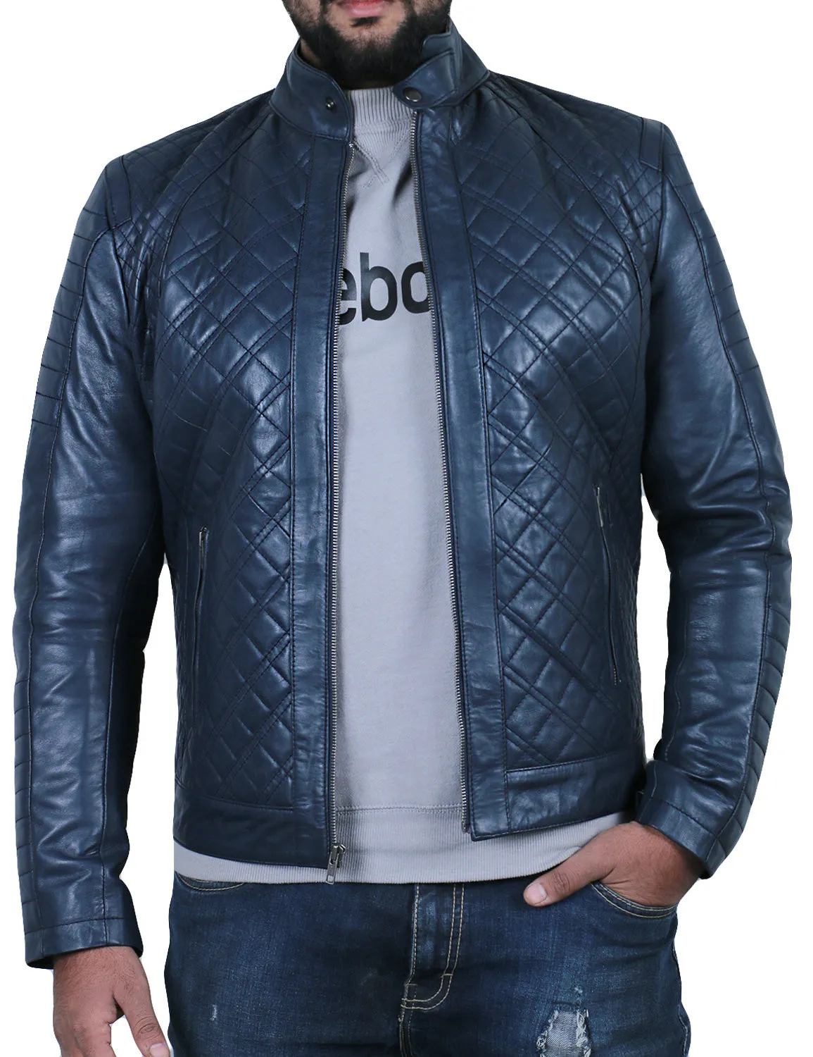 Leather Jackets Hub Mens Genuine Lambskin Leather Jacket (Black, Fencing Jacket) - 1501491