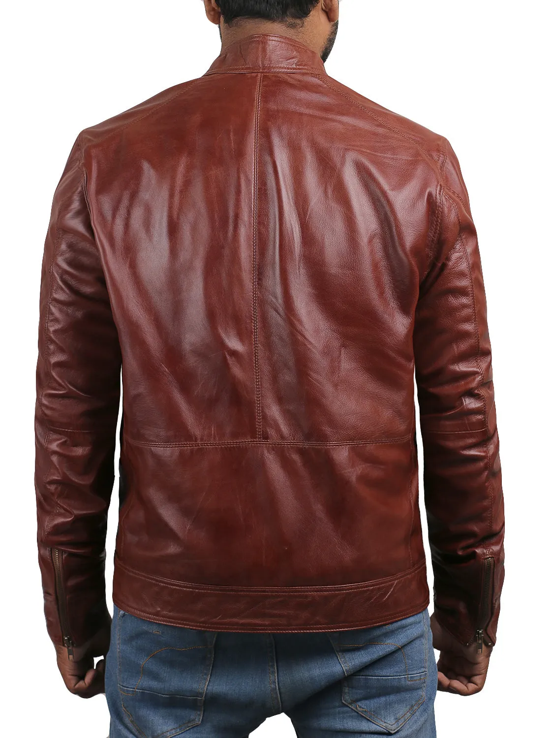 Leather Jackets Hub Mens Genuine Lambskin Leather Jacket (Black, Racer Jacket) - 1501069