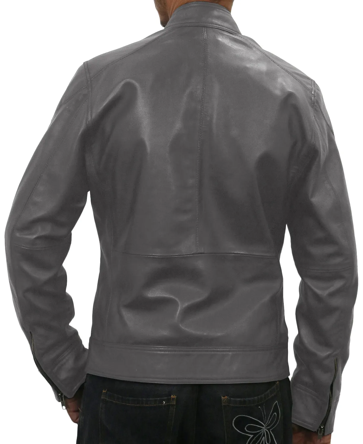 Leather Jackets Hub Mens Genuine Lambskin Leather Jacket (Black, Racer Jacket) - 1501069