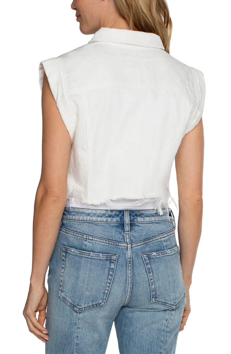 Liverpool Cropped Sleeveless Jacket (Bright White)