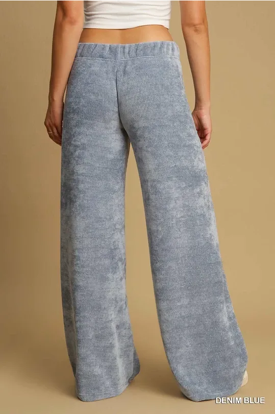 Luxe Knit Wide Leg Pants - Denim