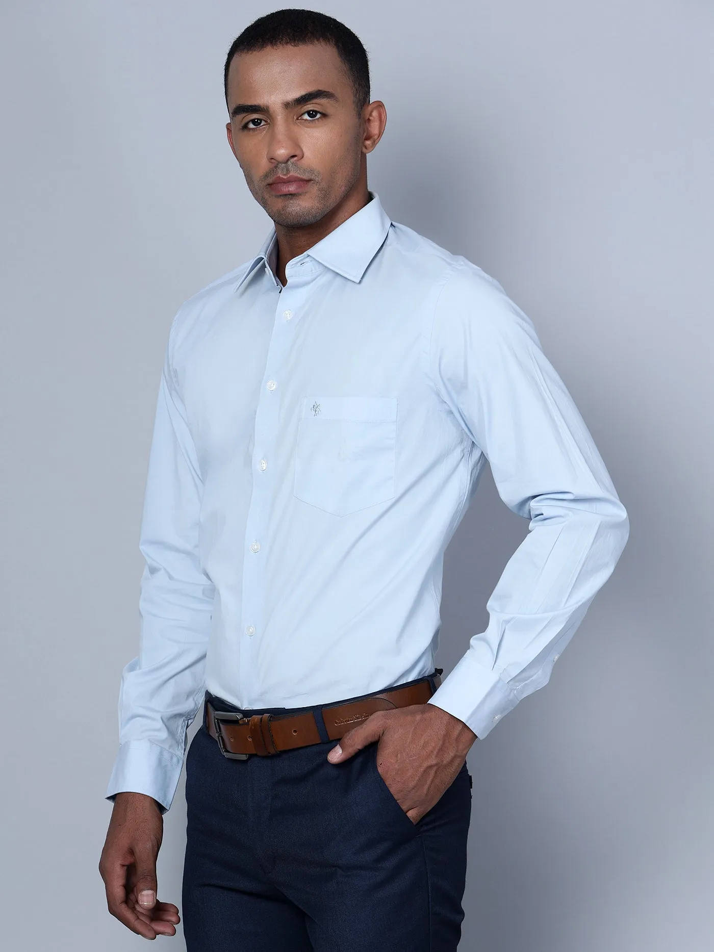 Men Sky Blue Formal Shirt