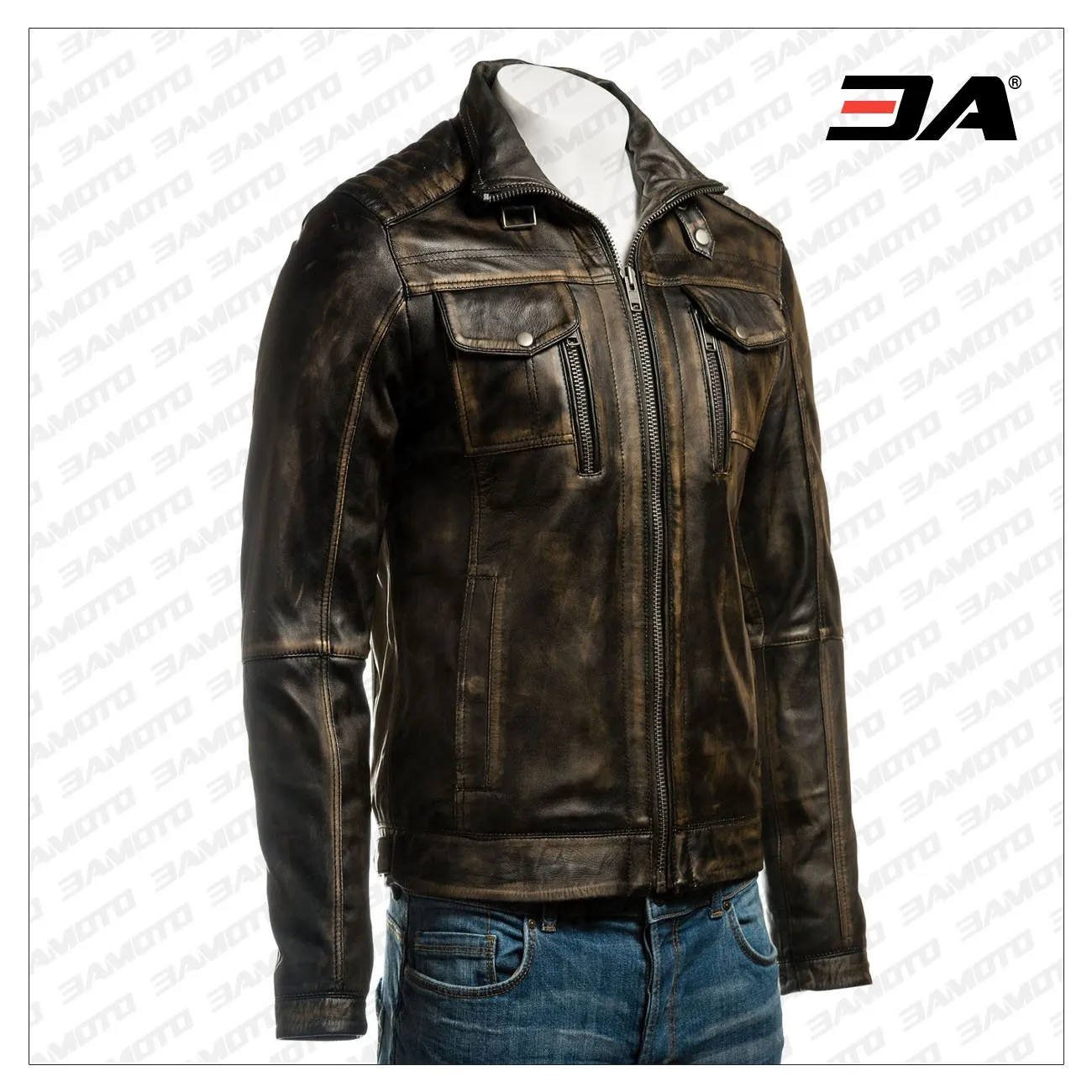 Men Vintage Biker Leather Jacket