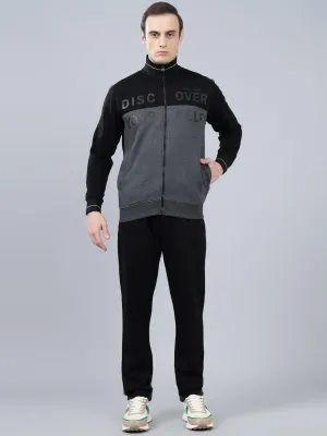 Men's Black Color Block Winter Track Suit