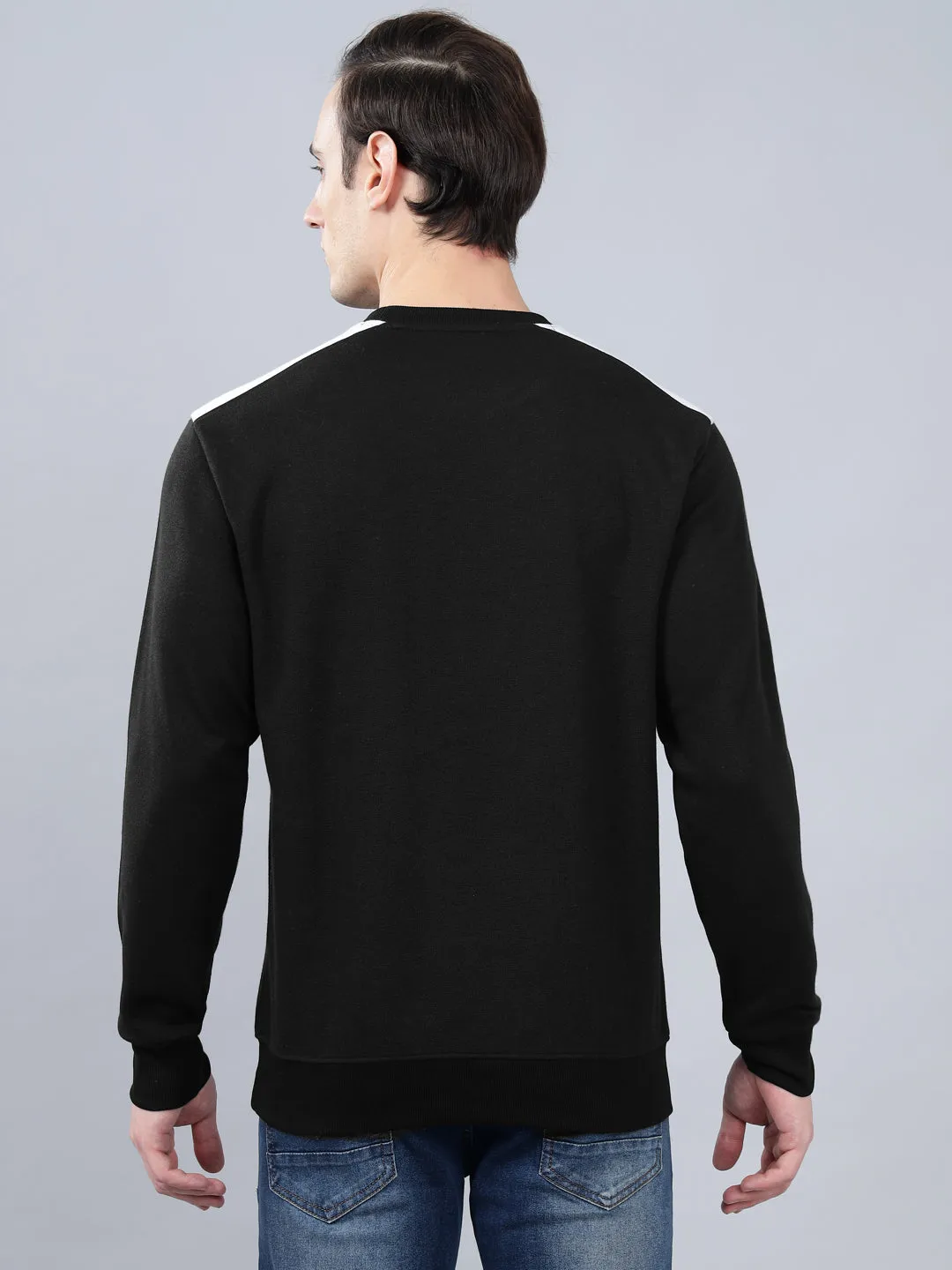 Men's Black Printed Full Sleeves T-shirt For Winter