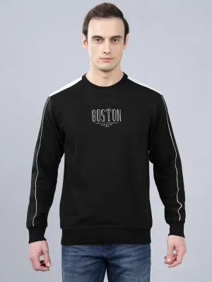 Men's Black Printed Full Sleeves T-shirt For Winter