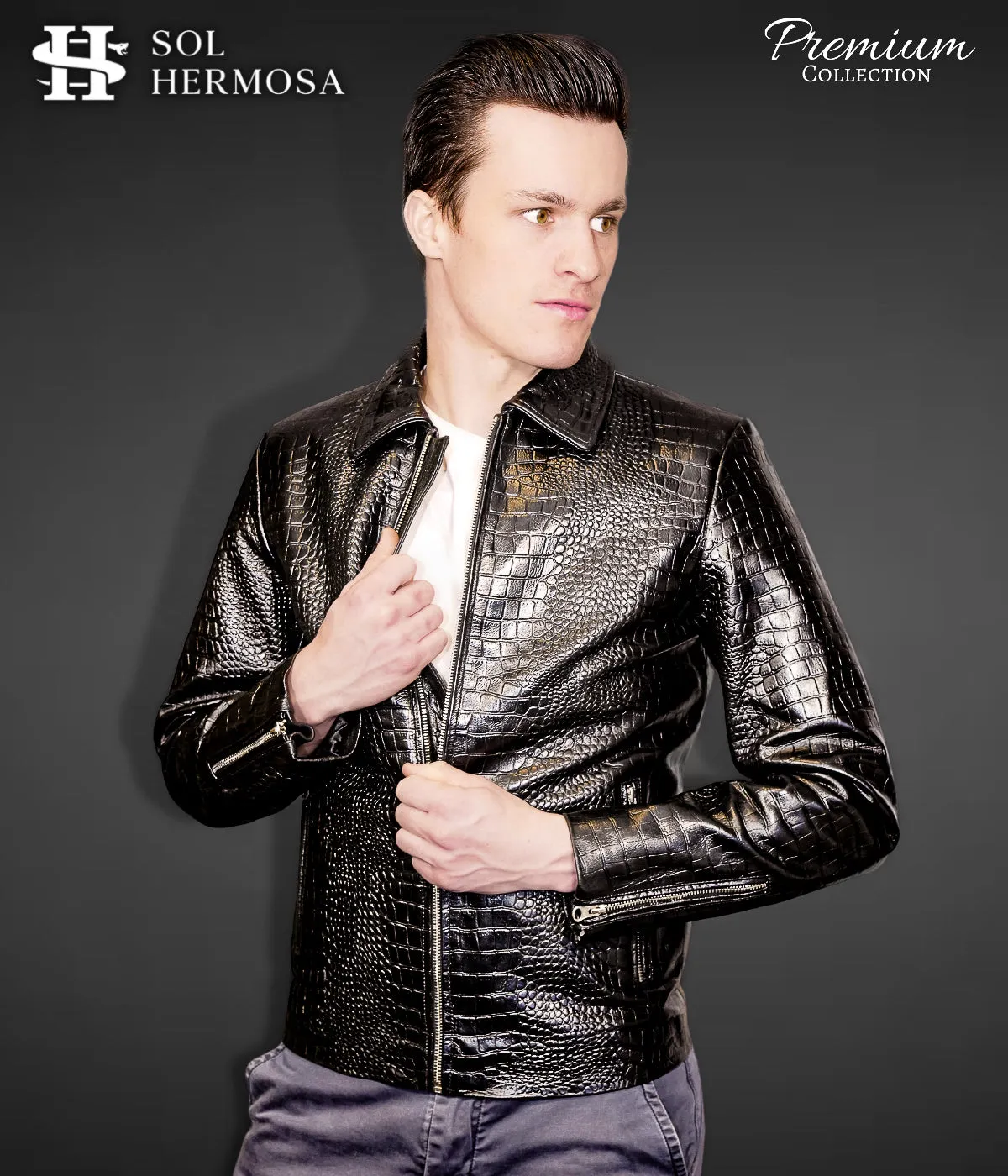 Men's Leather Bomber Jacket - Hades