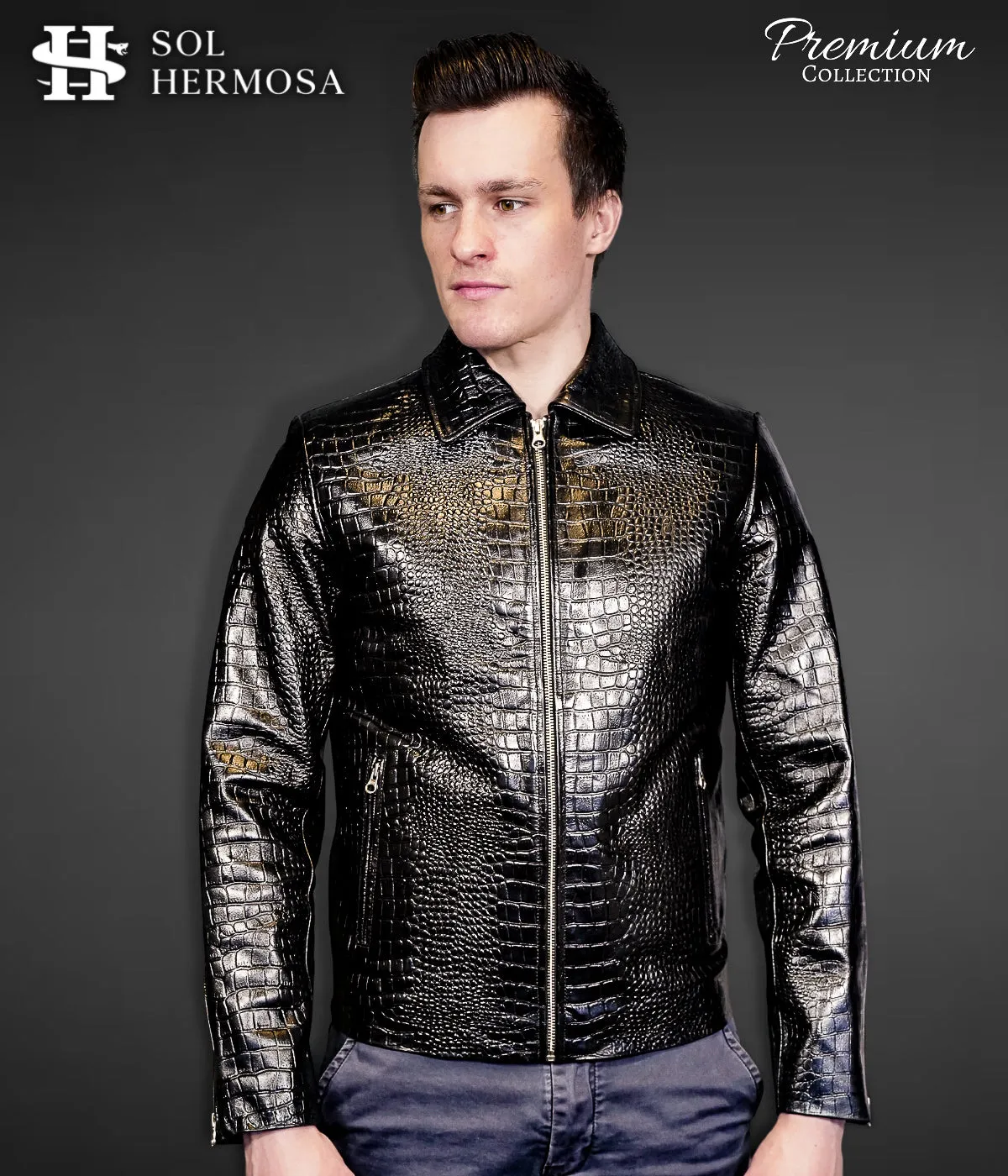 Men's Leather Bomber Jacket - Hades