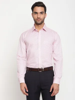 Men's Light Pink Formal Geometric Print Full Sleeve Shirt