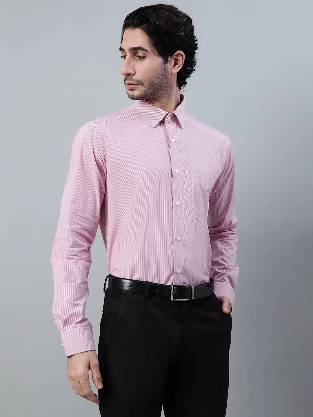 Men's Red Striped Full Sleeve Formal Shirt