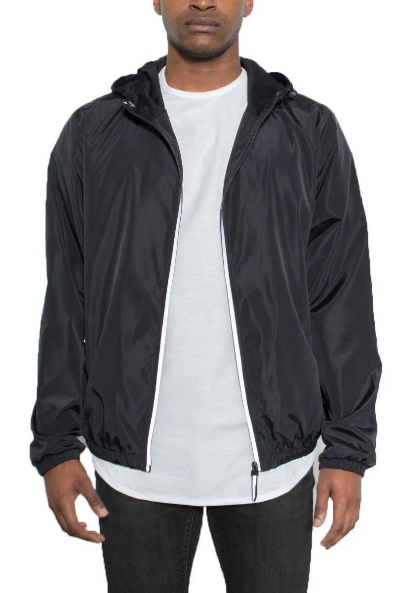 Mens Reflective Zip Black Windbreaker Jacket