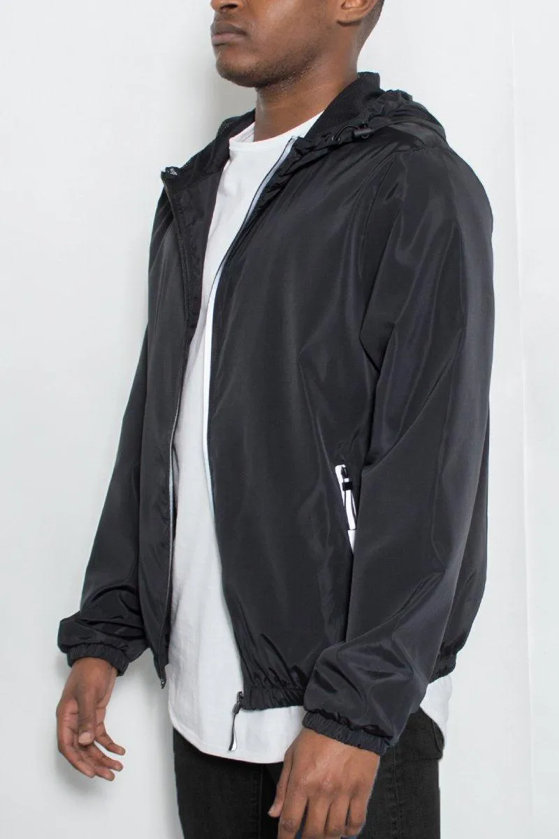 Mens Reflective Zip Black Windbreaker Jacket