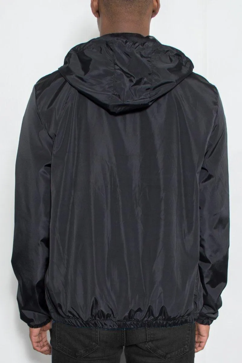 Mens Reflective Zip Black Windbreaker Jacket