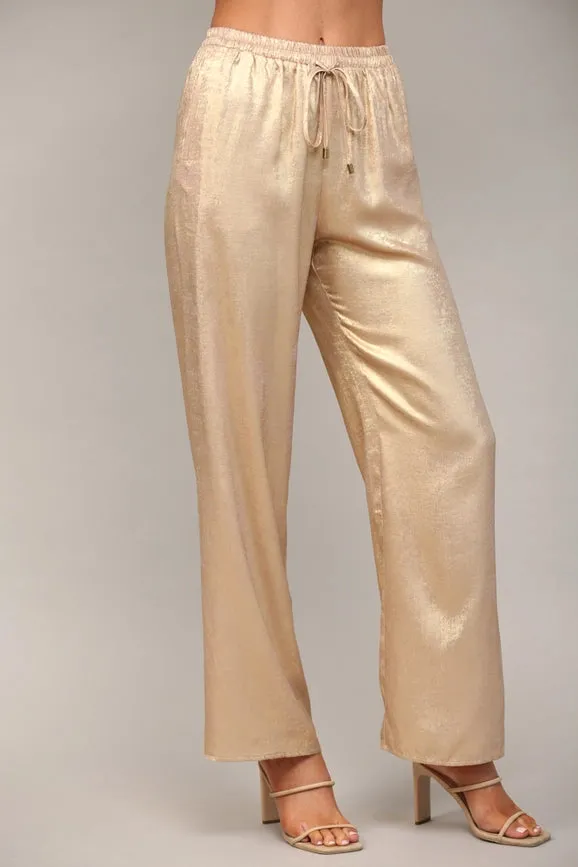 Metallic Wide Leg Pants